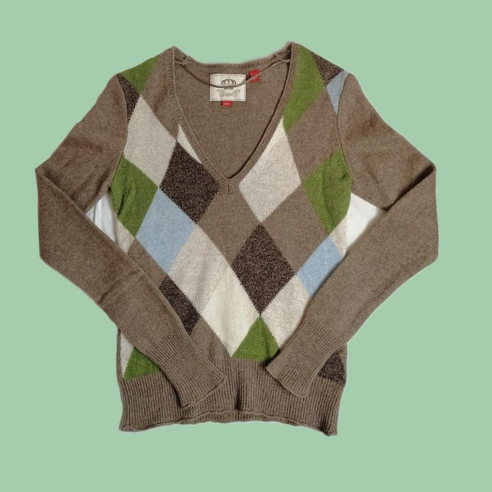 esprit brown long sleeve sweater  knit wool blend